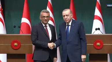 Başkan Erdoğan, KKTC Cumhurbaşkanı Tufan Erhürman ile Külliye'de Basın Toplantısı Düzenledi